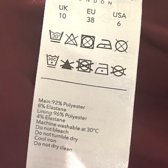 Club L London Mina Velvet Strapless Bandeau Mini Dress Red Burgundy 6 - Picture 7 of 8